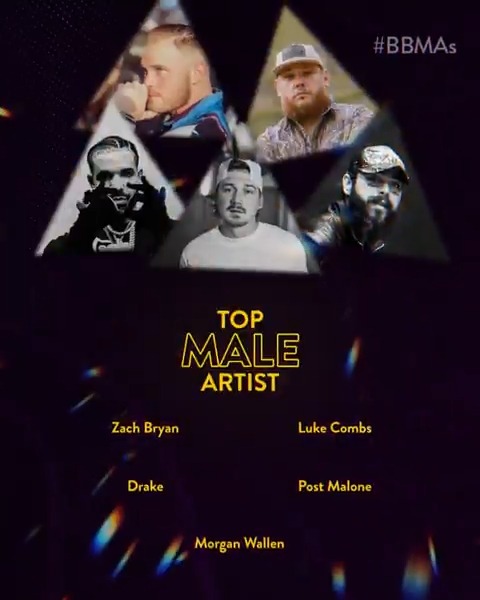 #BBMAs Top Male Artist Finalists: 🎙️ Zach Bryan 🎙️ Luke Combs 🎤 🎙️ Drizzy 🎙️ Post Malone 🎙️ morgan wallen Watch the #BBMAs → Thursday, Dec. 12 at 8pm ET on FOX, Fire TV 📺 and stream after on Paramount+!