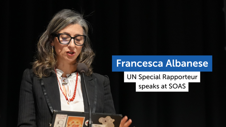 UN Special Rapporteur Francesca Albanese, UN Special Rapporteur oPt visited campus earlier this month, where she spoke before a packed SOAS Gallery on the current situation in Palestine. Watch back now on our YouTube channel: SOAS Centre for Human Rights Law