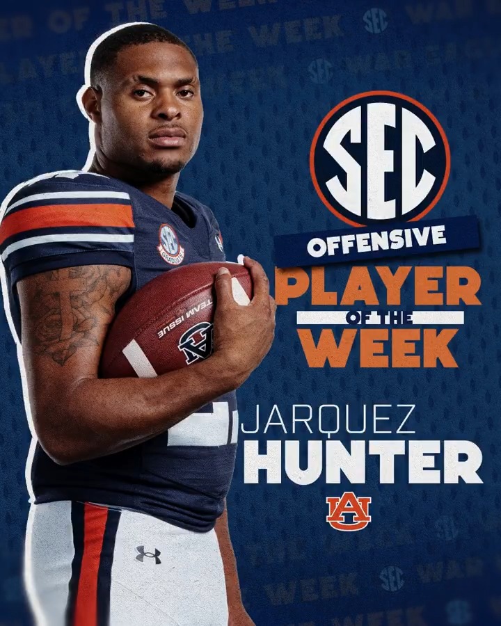 ๐ SEC Offensive Player of the Week: WK 13 ๐
Jarquez Hunter Auburn Football x #SECFB