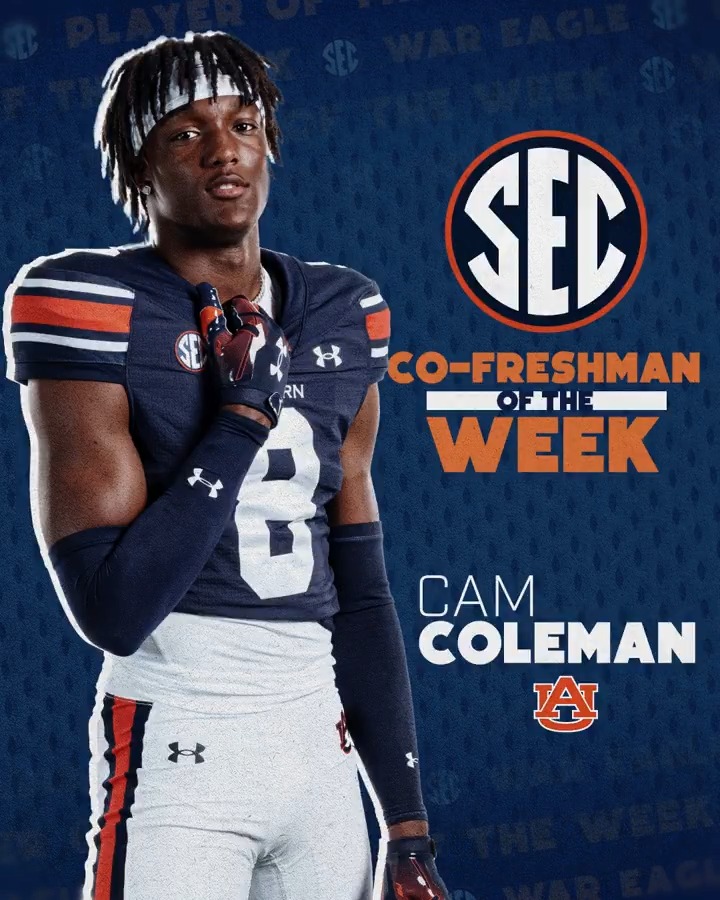 🏈 SEC Freshman of the Week: WK 13 🐂 Cam Coleman Auburn Football x #SECFB