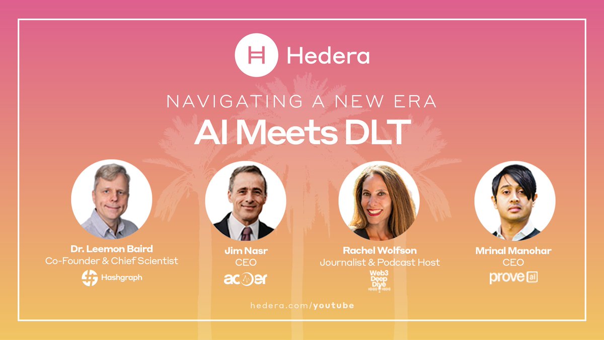 #Hedera Forum Miami 🌴 | The intersection of #AI and #DLT is reshaping industries by enhancing security, efficiency, and driving innovation across #web3 ecosystems and beyond. 🎤 Rachel Wolfson Web3 Deep Dive, Jim Nasr acoer, Mrinal Manohar ProveAI, Leemon Baird Hashgraph