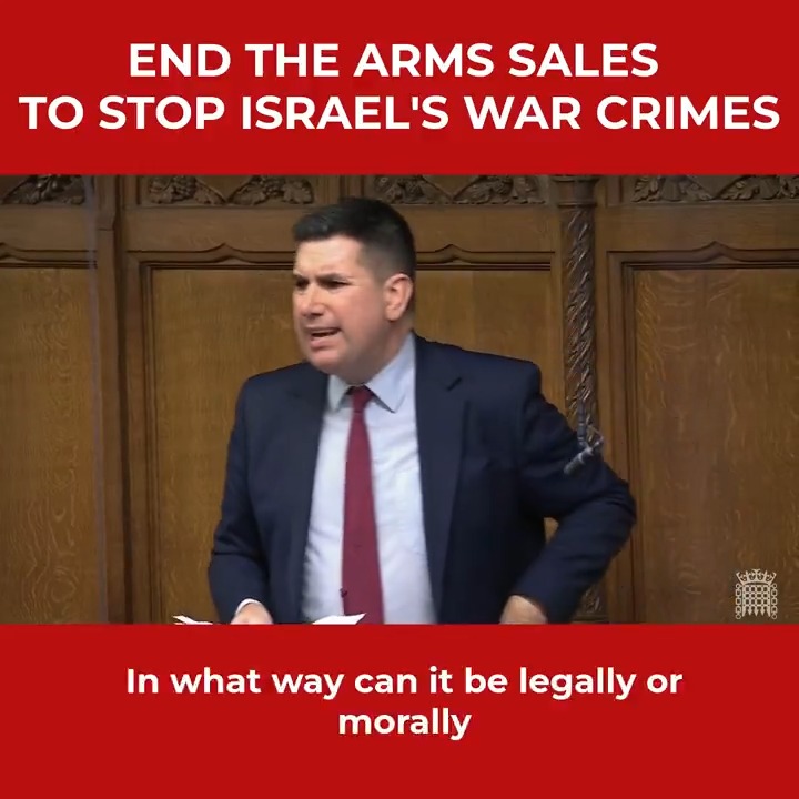 Today in Parliament, I asked in what way can it be legally or morally justified to continue allowing UK parts for fighter jets that are being used to kill Palestinian children to be exported to an Israeli leader facing an arrest warrant for war crimes and crimes against humanity?