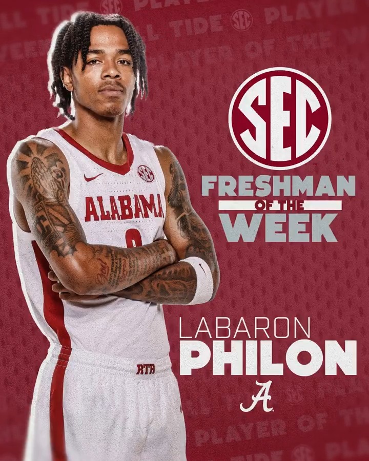 🏀 SEC Freshman of the Week: Nov. 25 🐘 Labaron Philon Alabama Men’s Basketball x #SECMBB