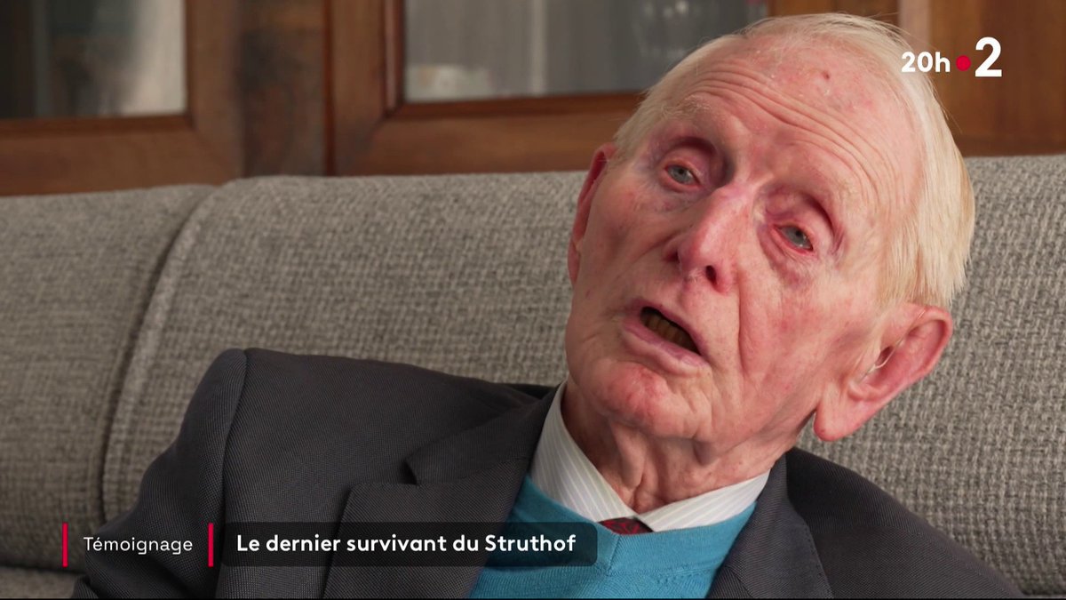 🗣 Henri Mosson est le dernier rescapé encore en vie du seul camp de concentration situé en France, celui de Natzweiler-Struthof. Il témoigne dans le #JT20h ▶️ "C'était abominable. J'ai vu des gens qui pesaient 28 kg"