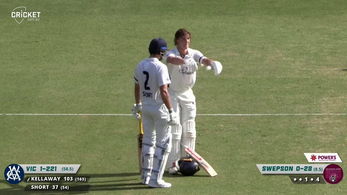 A maiden #SheffieldShield century for Campbell Kellaway!