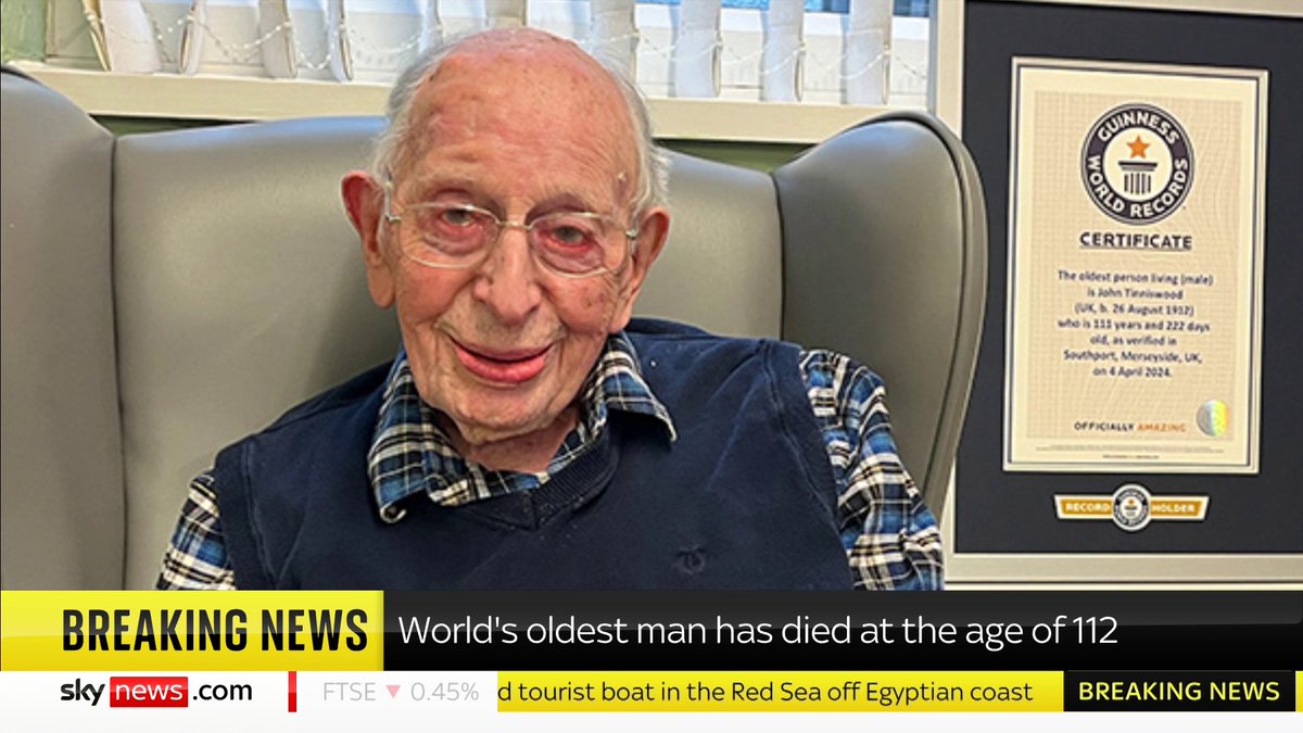 BREAKING: The world's oldest man has died at the age of 112 📺 Sky 501, Virgin 602, Freeview 233 and YouTube
