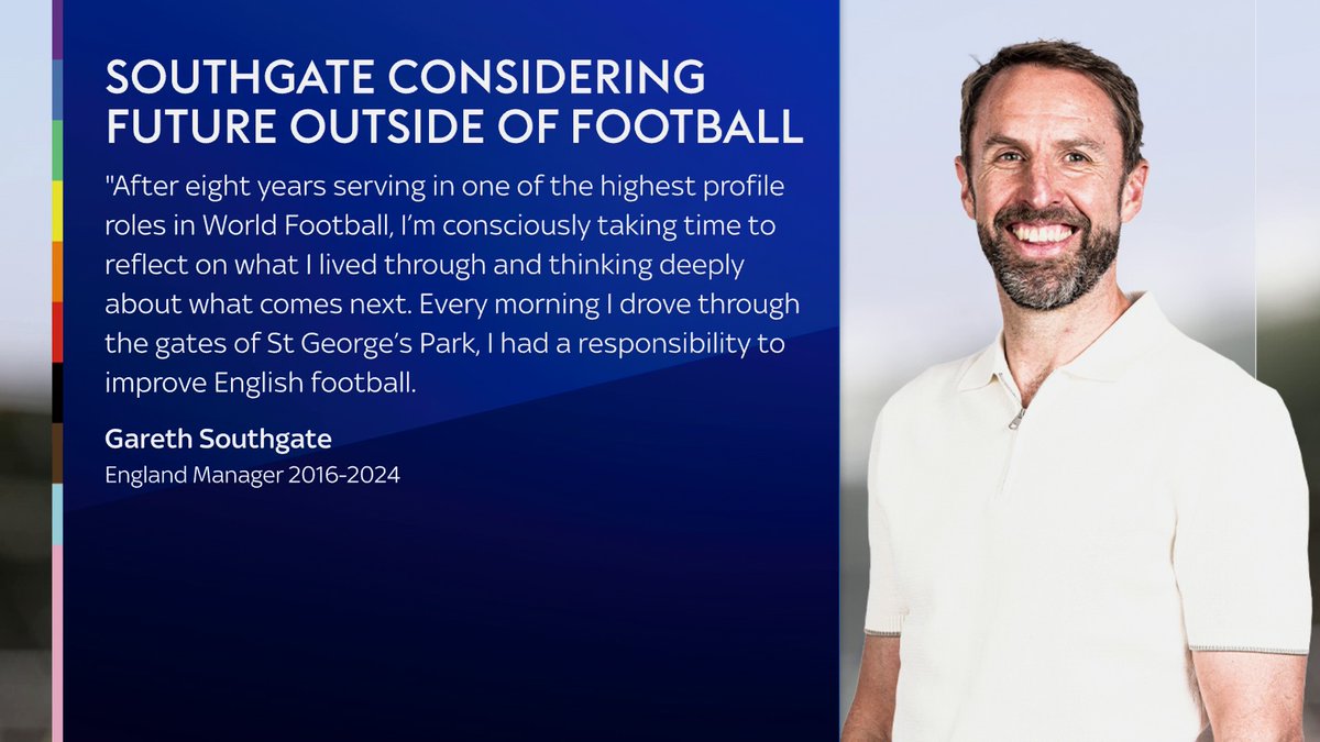 Gareth Southgate has suggested that he may not continue as a coach after his departure from his role as England manager in a LinkedIn post ⚽