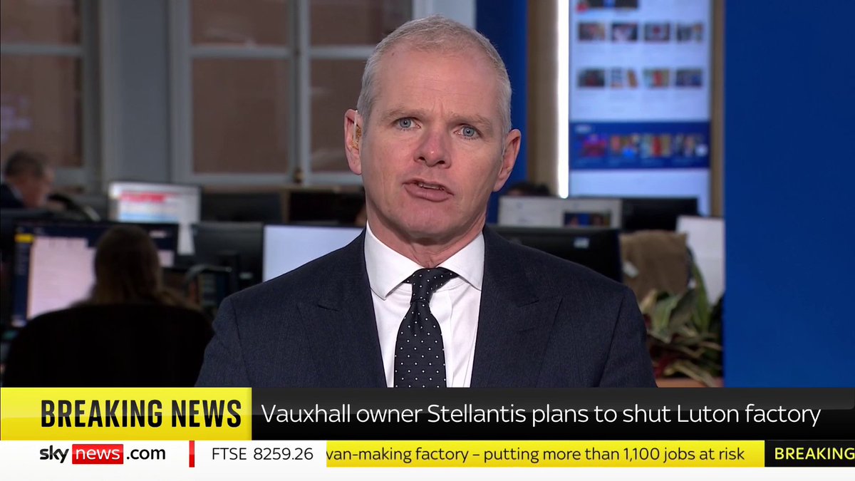 BREAKING: Vauxhall says it is closing its factory in Luton 📺 Sky 501, Virgin 602, Freeview 233 and YouTube