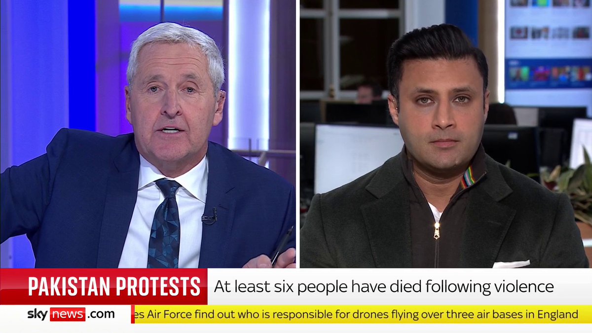 At least six people have died in Pakistan in violence between security forces and protesters, who are demanding the release of former PM Imran Khan. Sky's Mark Austin speaks to former special assistant to Imran Khan, Sayed Z Bukhari. 🔗 📺 Sky 501