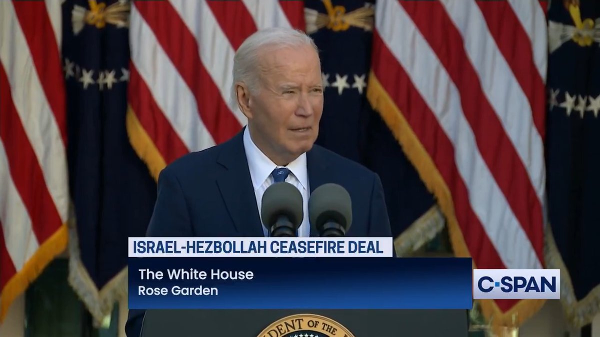 President Biden: "I have some good news to report from the Middle East. I just spoke with the prime ministers of Israel and Lebanon. I am pleased to announce that their governments have accepted the U.S. proposal to end the devastating conflict between Israel and Hezbollah."