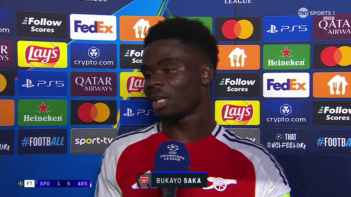 🗣️ Bukayo Saka: “Anyone could have got this [MOTM trophy], and I’m really proud of all the boys!” ❤️🤩