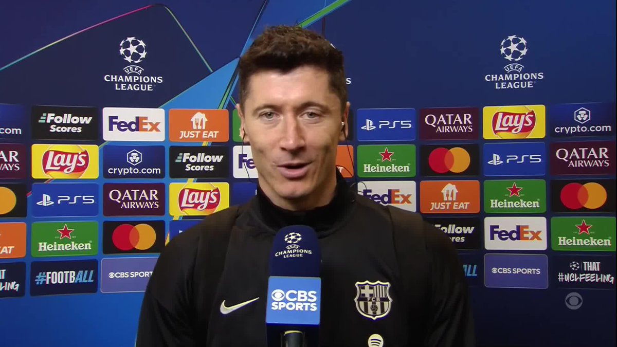 🗣️ "Proud of myself" ❤️ 🗣️ "I don't know if the world is ready for this" Robert Lewandowski reacts after becoming only the third player in #UCL history to pass the 100 goal milestone and regrets his suggestion to Jamie Carragher and Micah Richards 😂