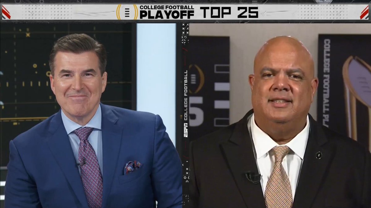 "It is a balance. We have to look at what teams do throughout the season." Hear now from Warde Manuel, chair of the College Football Playoff selection committee, as he chatted with ESPN's Rece Davis after the reveal of the latest CFP Top 25. #CFBPlayoff 🏈🏆