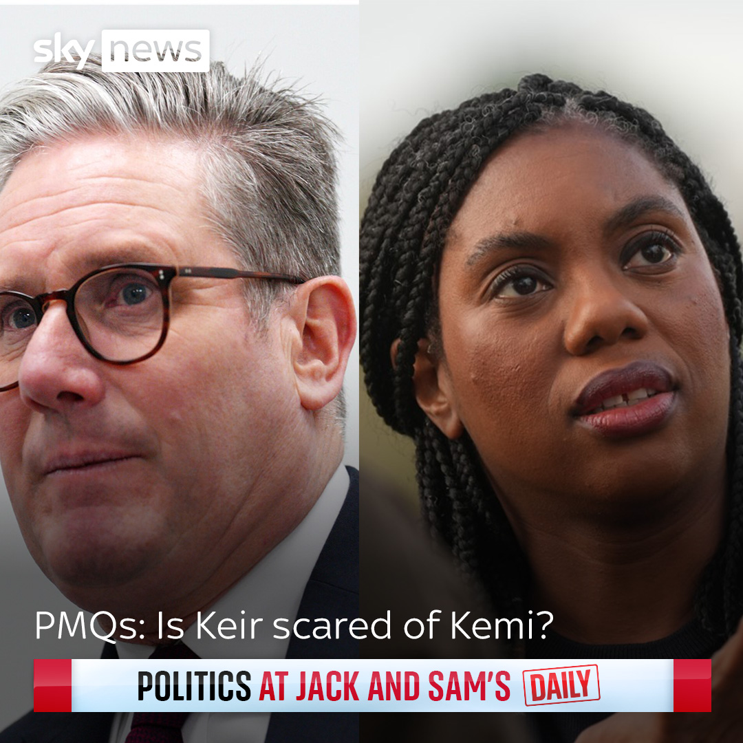 PMQs: Is Keir scared of Kemi? Sam Coates Sky and Jack Blanchard explain how the two leaders prepare for Prime Ministers’ Questions? Listen to your guide to the day in politics - tap to listen 👇