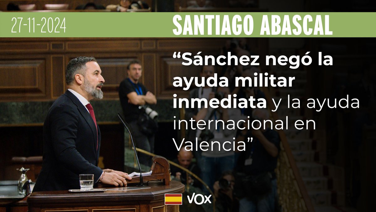 🔴 Santiago Abascal DESTROZA a Pedro Sánchez por rechazar la ayuda de otros países para la DANA en Valencia. A DIFUNDIR 🔄🔥