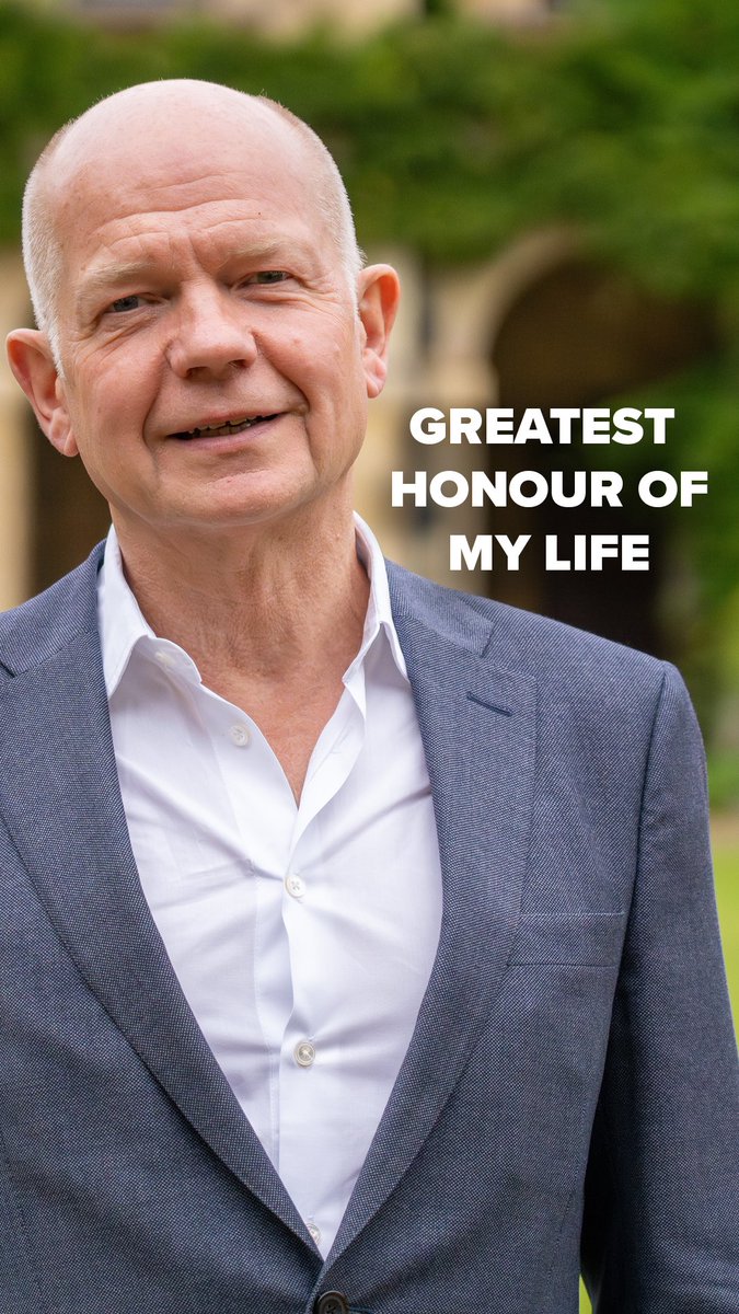 It is the greatest honour of my life to have been chosen by my fellow Oxonians to serve as Chancellor of our university.