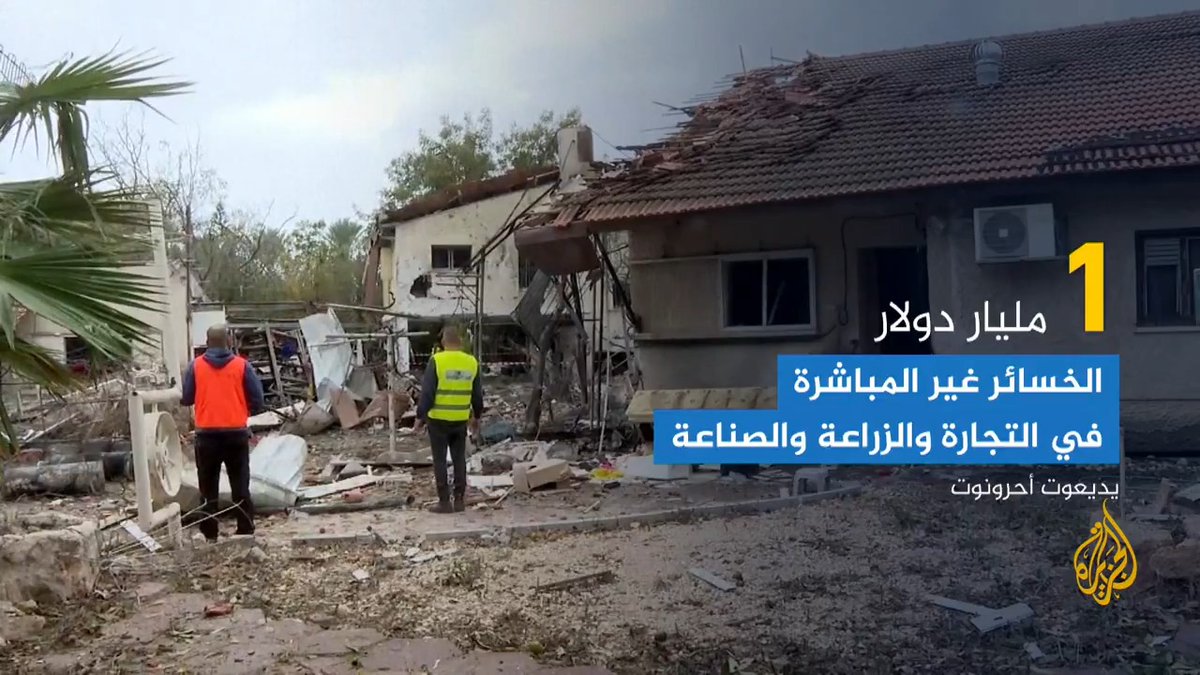 الخسائر المباشرة لصواريخ #حزب_الله في المستوطنات القريبة من الحدود تسببت بخسائر مباشرة تقدر بأكثر من 1.35 مليار دولار حسب صحيفة يديعوت أحرونوت | تقرير: عمار طيبي #حرب_غزة #الأخبار