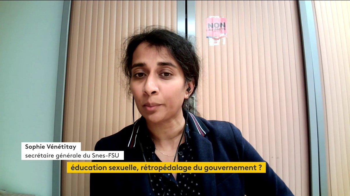 🔴🗣️"Il s'agit de faire comprendre aux élèves ce qu'est le consentement". La secrétaire générale du Snes-FSU Sophie Vénétitay défend le programme d'éducation sexuelle pourvu à l'école.