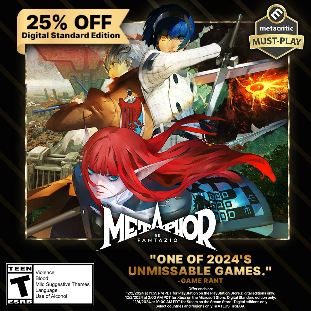 Metaphor: ReFantazio is now on sale for 25% off! ✨ Play the game nominated for six #TheGameAwards including Game of the Year now on Xbox Series X|S, Windows PC, PlayStation 4/5, and Steam as part of this year’s Black Friday sale. AWAKEN: