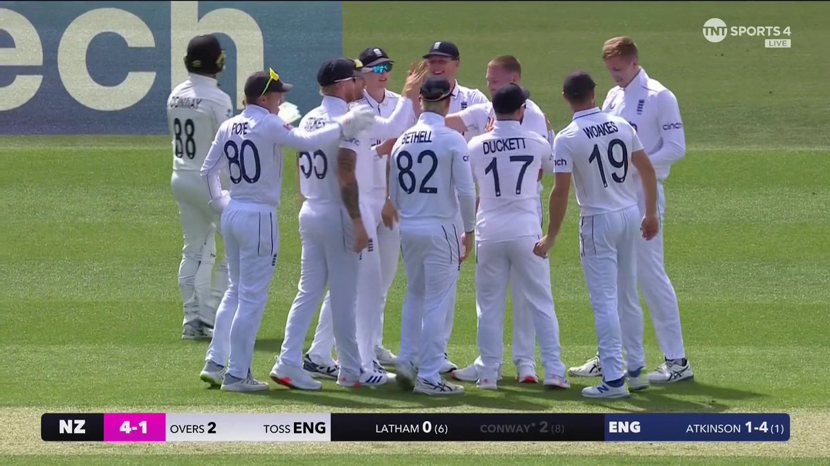 A perfect start for England! Gus Atkinson with a wicket in his first over 💫 📺 TNT Sports &amp; discovery+ UK