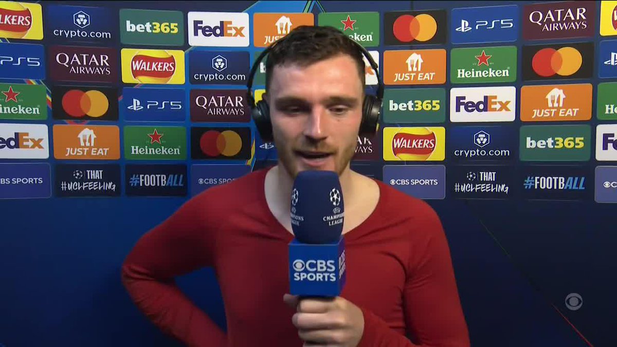 “Caoimhin was getting bored and I gave him something to do and thankfully he stepped up.” 🧤 @andrewrobertso5 brought the banter with Kate Abdo, Thierry, Jamie Carragher and Micah Richards after Liverpool's win against Real Madrid at Anfield 😂