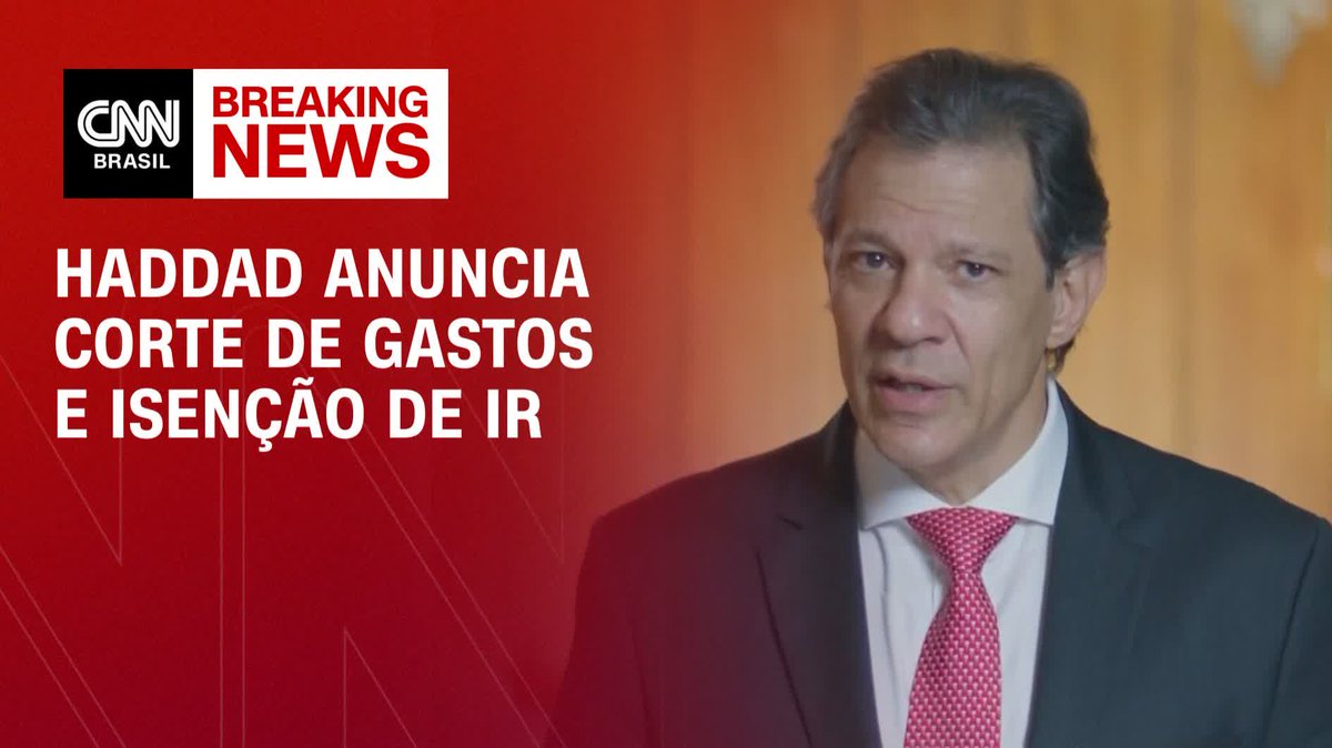 O ministro da Fazenda, Fernando Haddad, anunciou nesta quarta-feira (27) o pacote de corte de gastos do governo e a isenção de Imposto de Renda para pessoas físicas que ganham até R$ 5 mil. O pacote economizará R$ 70 bilhões em dois anos #CNNBrasilPrimeTime