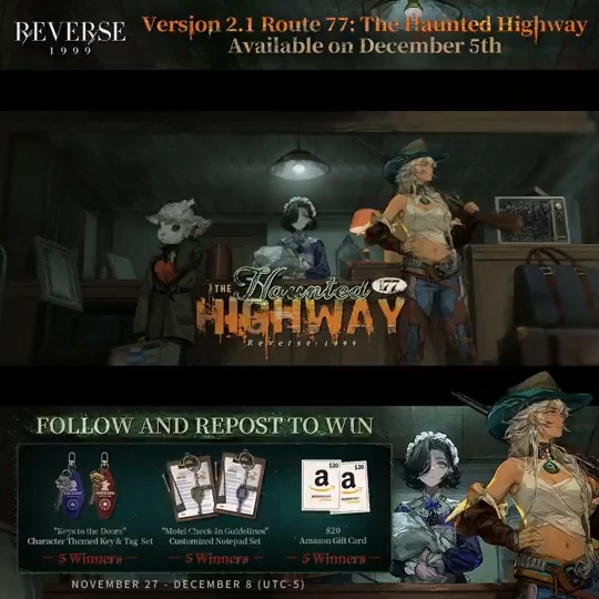 Version 2.1 Trailer - Route 77: The Haunted Highway | Reverse: 1999 Don't wake the child cradled in the mother's arms. [Giveaway] 1.Follow Reverse: 1999 | Version 3.5 Available Now 2.RT before Dec.8th HD: DL: #Reverse1999Ver2ꓸ1 #Route77TheHauntedHighway