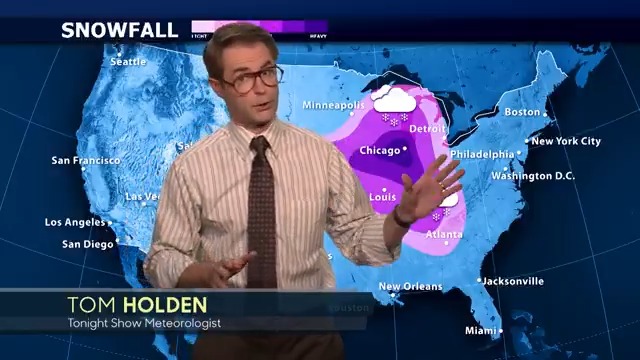 Tonight Show meteorologist Tom Holden (Michael Torpey) joins the show to discuss a Thanksgiving storm that’s brewing. #FallonTonight
