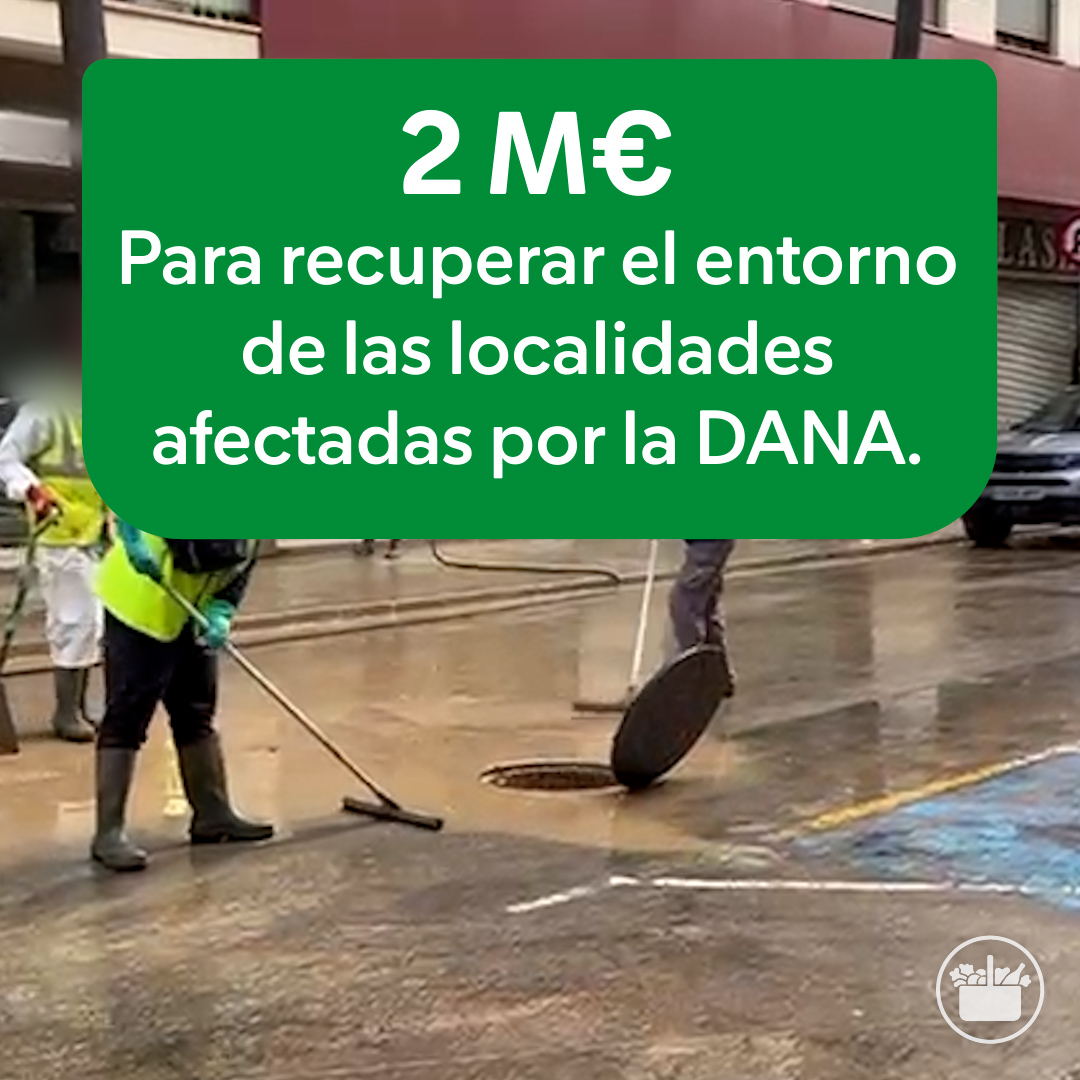 Alcem-se! Vecinos 💚. Desde #Mercadona estamos destinando 2 M€ a recuperar el entorno de las localidades afectadas por la DANA en Valencia, mediante maquinaria y personal de Mercadona y nuestros proveedores de Obras. Es momento de seguir unidos. Más info 👇🏻