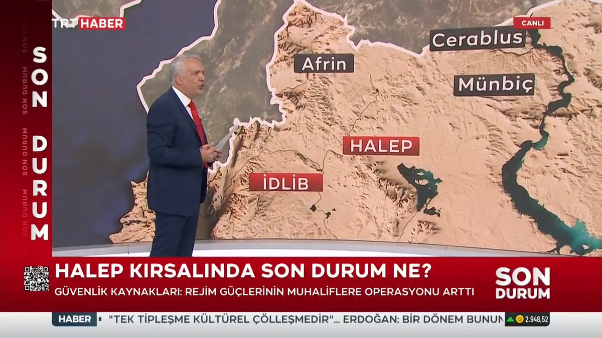 Halep kırsalında son durum ne? TRT Haber Editörü Mehmet Kancı: Muhaliflerin Halep kent merkezine girmek gibi bir niyeti yok. 2019 mutabakatıyla kendilerine tanınan alanları kontrol altına almakla şu anda yetinmiş durumdalar. Bugün itibarıyla bir çatışma söz konusu değil.