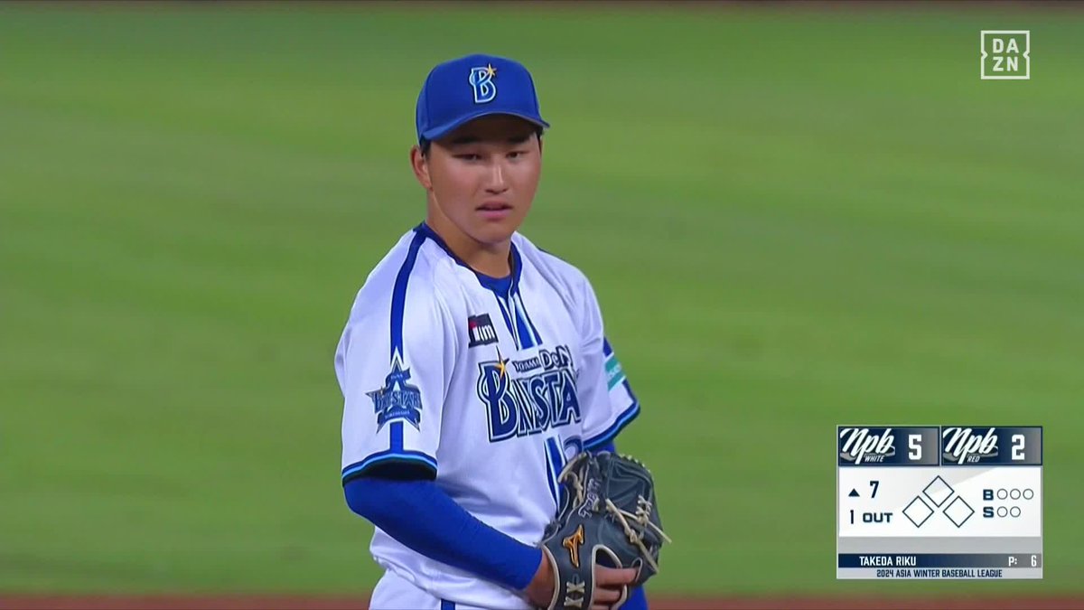 / 大注目の二刀流 \ 今日は投手で登場 #武田陸玖 先頭を三振に斬る ⚾アジアウインターリーグ(2024/11/28) 🆚NPBホワイト×NPBレッド 📱Live on DAZN #DAZNAWB #baystars