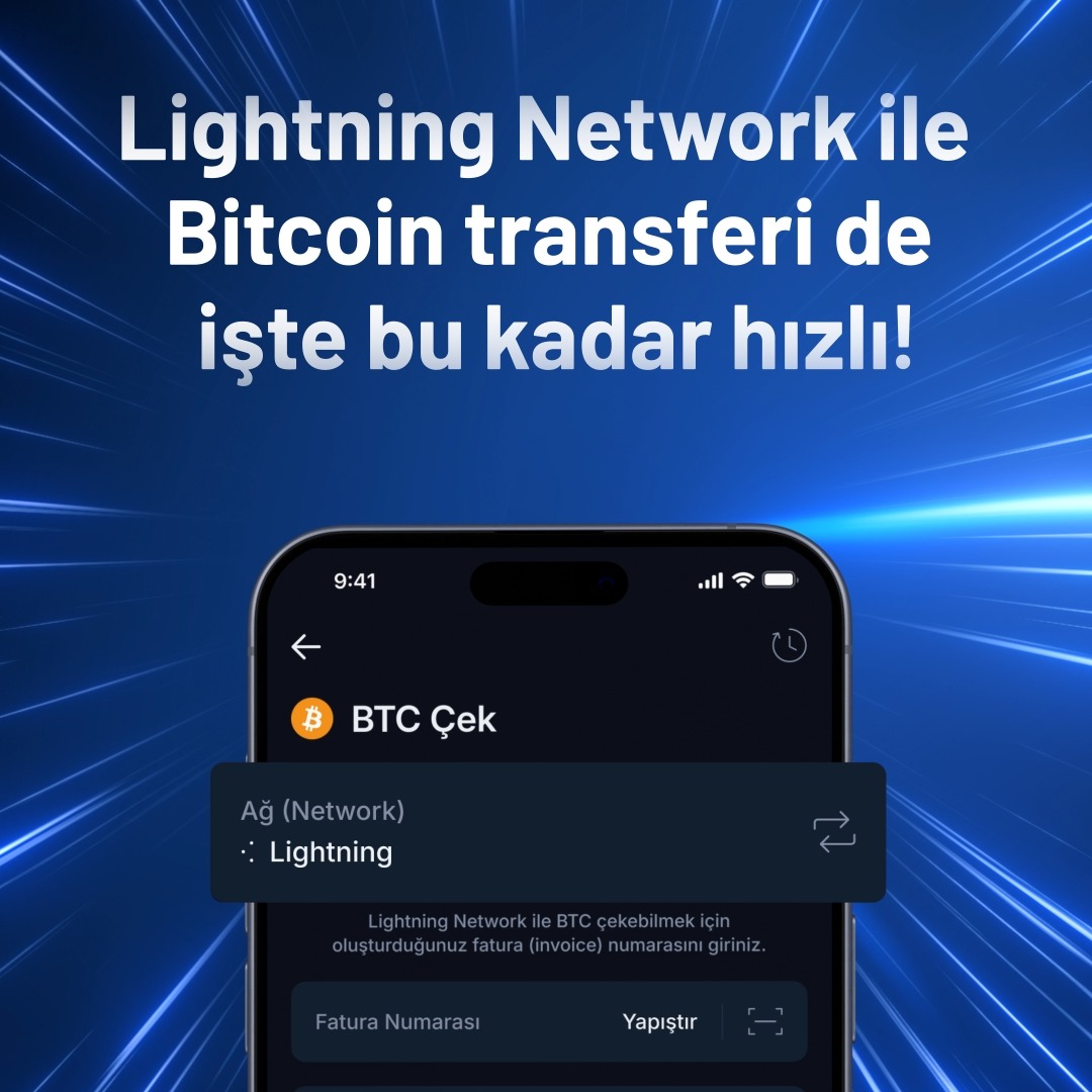 ⚡ Lightning Network ile yalnızca 1 saniyede Bitcoin transferi yapabilirsiniz! ⚡ Üstelik BtcTurk | Kripto’da Lightning ağı üzerinden Bitcoin çekmek ücretsiz! 📲 Bilgi almak için 👇