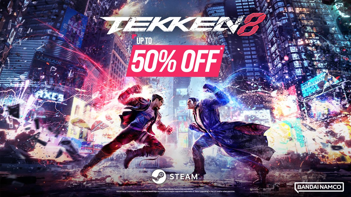 Ready to enter the King of Iron Fist Tournament, challenger? Now's the perfect time to join the fight 🤜🤛 #TEKKEN8 is now up to 50% off on Steam, including the Deluxe &amp; Ultimate editions!