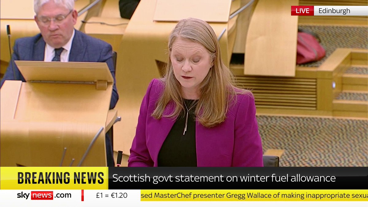 BREAKING: The Scottish government has announced every pensioner will receive a winter fuel payment next year. Shirley-Anne Somerville addressed the decision in a statement to the Scottish parliament Live updates ➡️ 📺 Sky 501 and YouTube