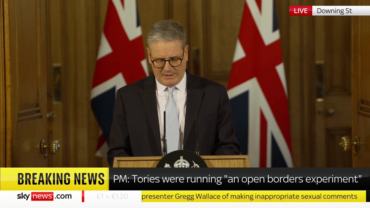 'The Tories were running an open border experiment.' Prime Minister Sir Keir Starmer is delivering a speech on migration and says that Labour 'will turn the page' 📺 Sky 501, Virgin 602, Freeview 233 and YouTube