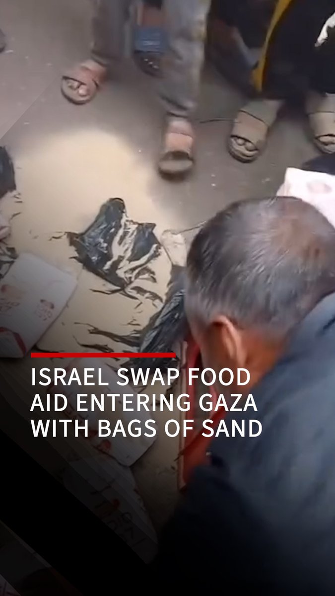 Israel swaps food aid entering Gaza with bags of sand Food entering the besieged Gaza Strip was found to contain sand rather than the much needed aid starving Palestinians need. The Palestinian enclave faces famine caused by Israel's blockade and genocidal war on the territory. According to UNRWA, aid trucks are waiting on average 74 days to receive approval from Israel before being allowed into Gaza to deliver much needed food and supplies. No aid was allowed into northern Gaza during November, the UN agency added.