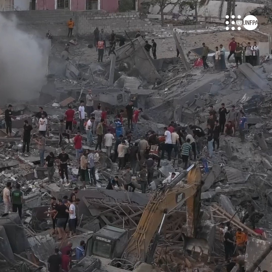 Nowhere in Gaza is safe. More than 2 million people are trapped with little food & no safe water to drink. Many are living out in the open and the healthcare system is near collapse. See how UNFPA is responding: