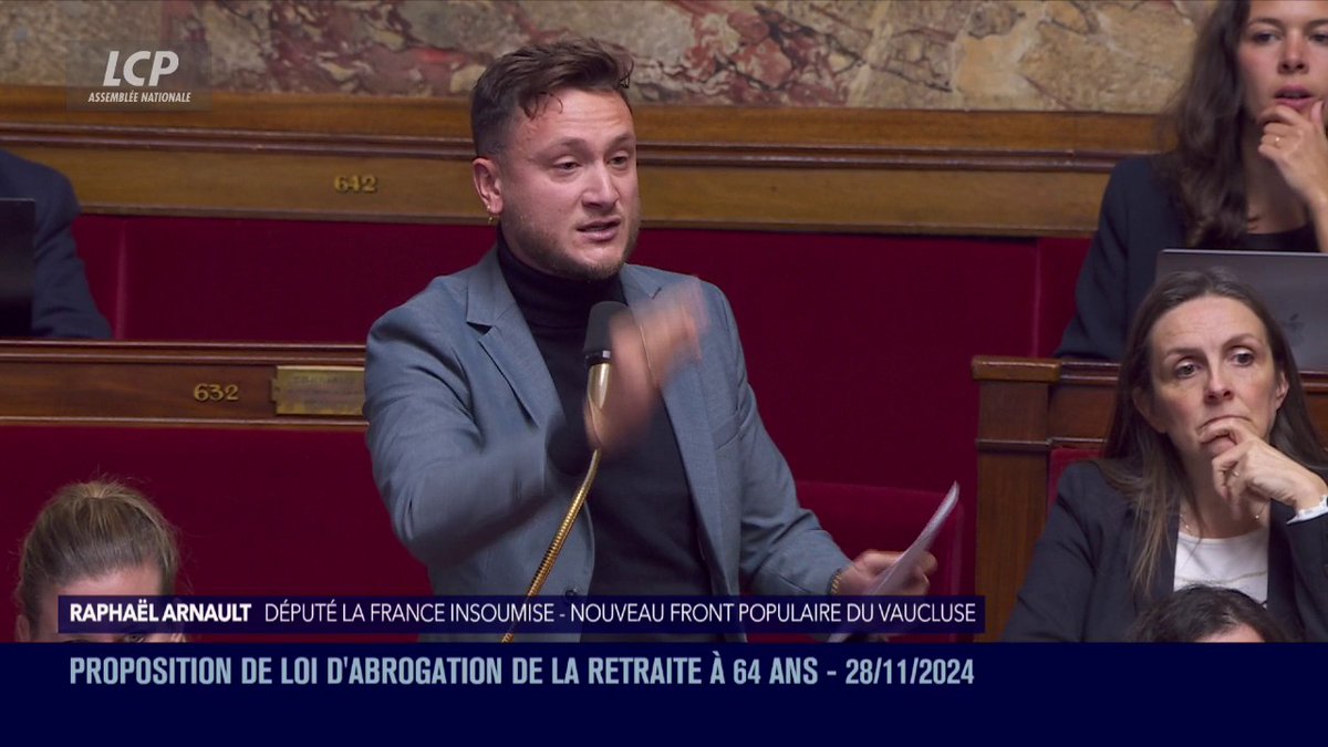 Abrogation de la réforme des retraites : "Des gens qui n'ont jamais travaillé nous expliquent ce qu'est le travail. Des gens âgés nous expliquent ce que pensent les jeunes. Plus rien n'a de sens ici dans ce débat", s'agace Raphaël Arnault. #DirectAN #Retraites