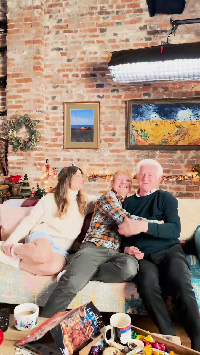 Just Ed Sheeran, Claudia Jessie and Richard Curtis having the best time ever.