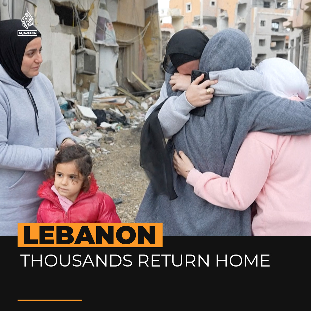 Thousands of displaced Lebanese are returning to their homes after the Israel-Hezbollah ceasefire agreement. Many have been met by scenes of almost total destruction of the homes, towns and villages they fled.