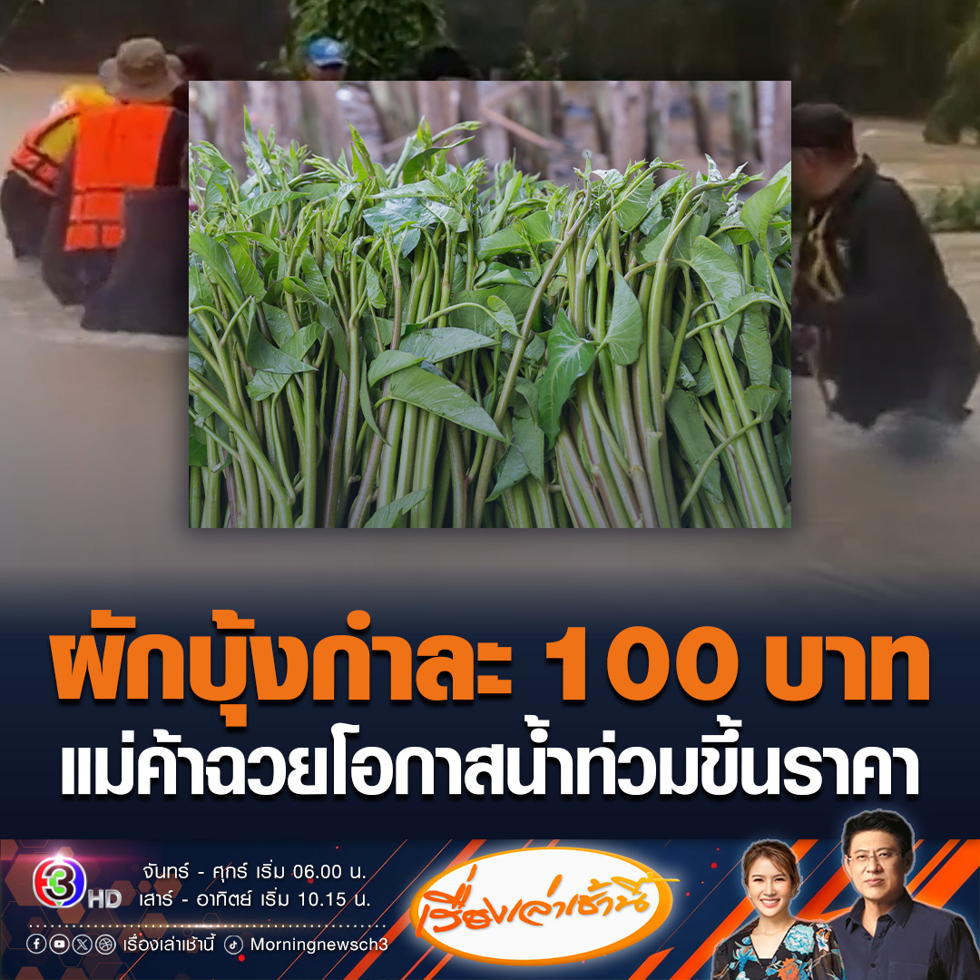 #เรื่องเล่าเช้านี้ เพจดังแฉ แม่ค้าฉวยโอกาสน้ำท่วมปัตตานี ขายผักบุ้งกำละ 100 บาท ไข่ไก่ บะหมี่กึ่งสำเร็จรูป ปลากระป๋อง ข้าวสารขึ้นราคาหมด บอกเป็นการฉวยโอกาสที่น่าเกลียดที่สุด ขณะที่ในร้านสะดวกซื้อ สินค้าหมดแทบทุกอย่าง ชาวบ้านแห่ตุนอาหาร #ข่าวช่อง3 #ข่าวโซเชียล #น้ำท่วม #ปัตตานี