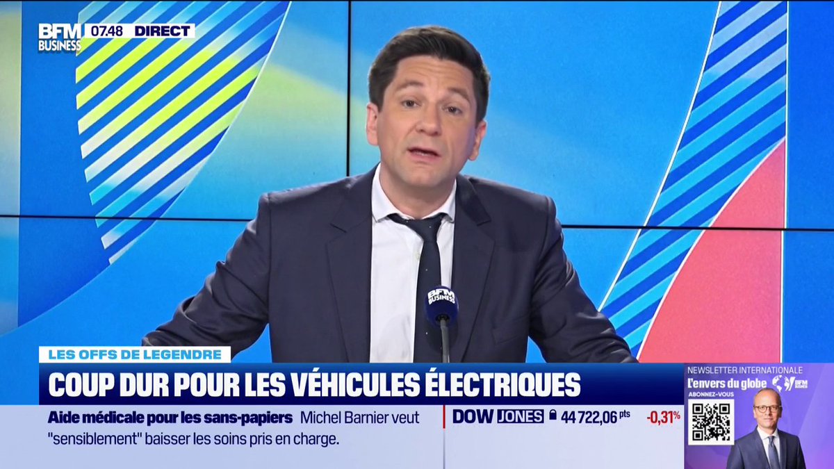 Coup dur pour les véhicules électriques "Le 1ᵉʳ janvier prochain, les propriétaires de véhicules électriques ne pourront plus les recharger gratuitement sur leur lieu de travail" Raphael LEGENDRE, éditorialiste BFM Business