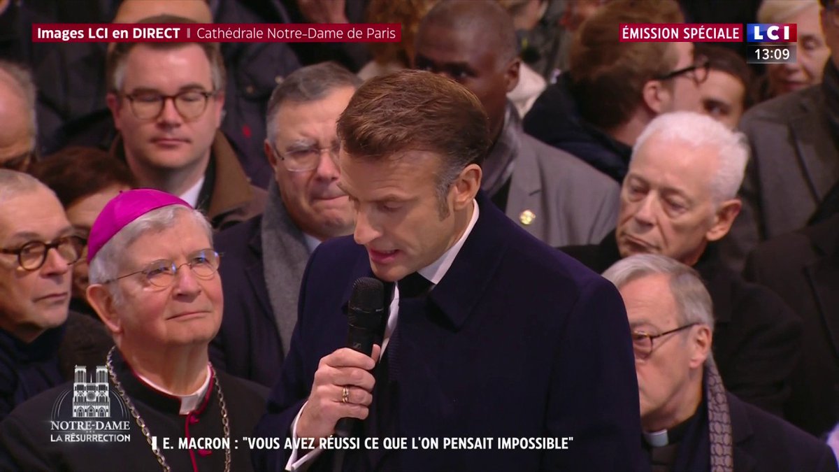🔴Réouverture de Notre-Dame 🗣️"Vous avez montré au monde que rien ne résiste à l'audace, à la volonté, au travail et à cette espérance. La reconnaissance de notre pays est immense" : Emmanuel Macron