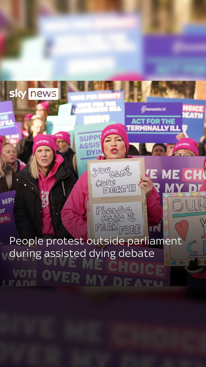 'Dying people need choice now'. Protesters gather outside parliament during the assisted dying debate in the House of Commons. Follow live updates |