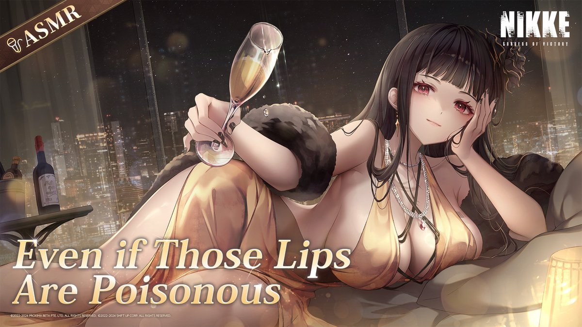 【D: Killer Wife ASMR Released】 [Even If Those Lips Are Poisonous] —— D: Killer Wife ASMR 💋 Bask in a relaxing time with D: Killer Wife. Watch the full HD Ver here! 🔗: Tell us your thoughts below and stand to win rewards! How to Join 1. Follow GODDESS OF VICTORY: NIKKE 2. Comment your thoughts on the ASMR video below this post with #NIKKEDKillerWifeASMR 10 lucky Commanders will be randomly selected to each receive one Central Government Notebook & Pen set! Event Period 📅 11/29 ~ 12/2 23:59 (UTC+9) Sweepstakes 🔗: ※For a better experience, we recommend using headphones. #NIKKE #DKillerWife #Contest