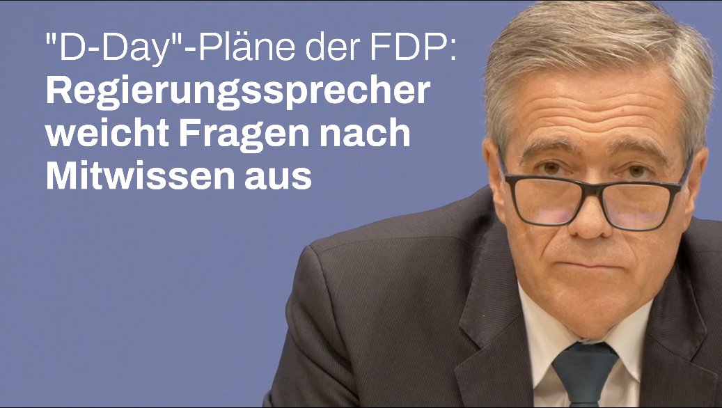 Sehr interessant: Wolfgang Büchner will NICHT Stellung nehmen zur Frage, ob er vom #DDay Papier der FDP vorab gewusst hat. Hintergrund: Büchner wurde von der FDP zum stellvertretenden Regierungssprecher gemacht und ist dies weiterhin.