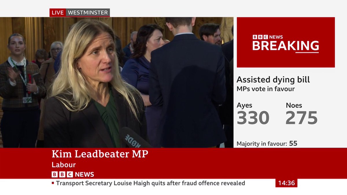 "A bit overwhelmed to be honest... we've shown Parliament in its best light today," Kim Leadbeater says The Labour MP reacts after her assisted dying bill passes its second reading and moves into committee stage Follow live reaction