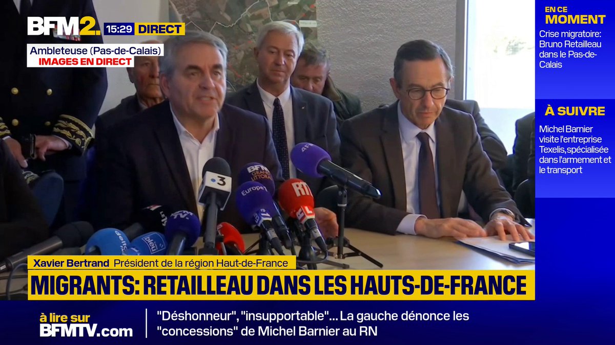 💬"Les responsables de ces drames, ce sont les passeurs et les britanniques" Traversées de la Manche: Xavier Bertrand veut "tordre le bras aux autorités britanniques"