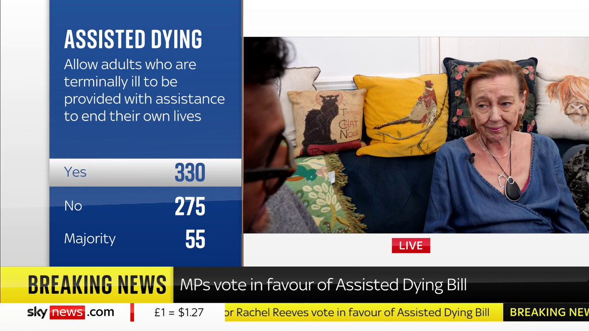 "I can die in peace now." Frank Sutton, who has liver disease, says although the assisted dying bill is "unlikely" to go through in her lifetime - she was "very happy" about the impact it could have on the lives of people she's met at a hospice.