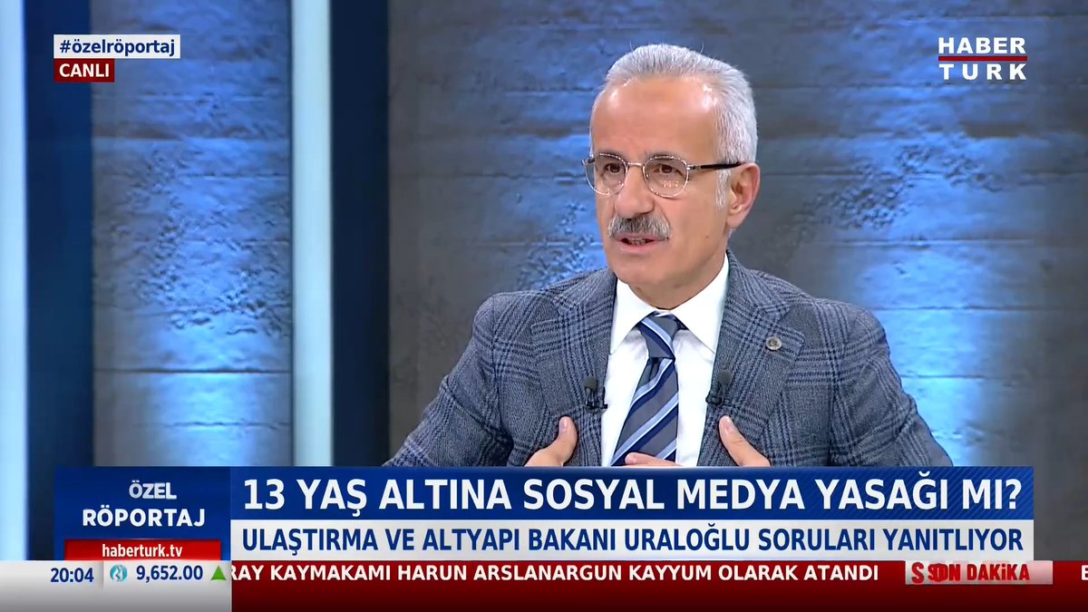 Ulaştırma Bakanı Abdulkadir Uraloğlu: “16 yaş altı sosyal medya hesabı açamamalı.”